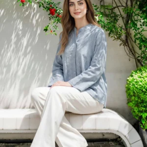 Denim Top- Embroidered